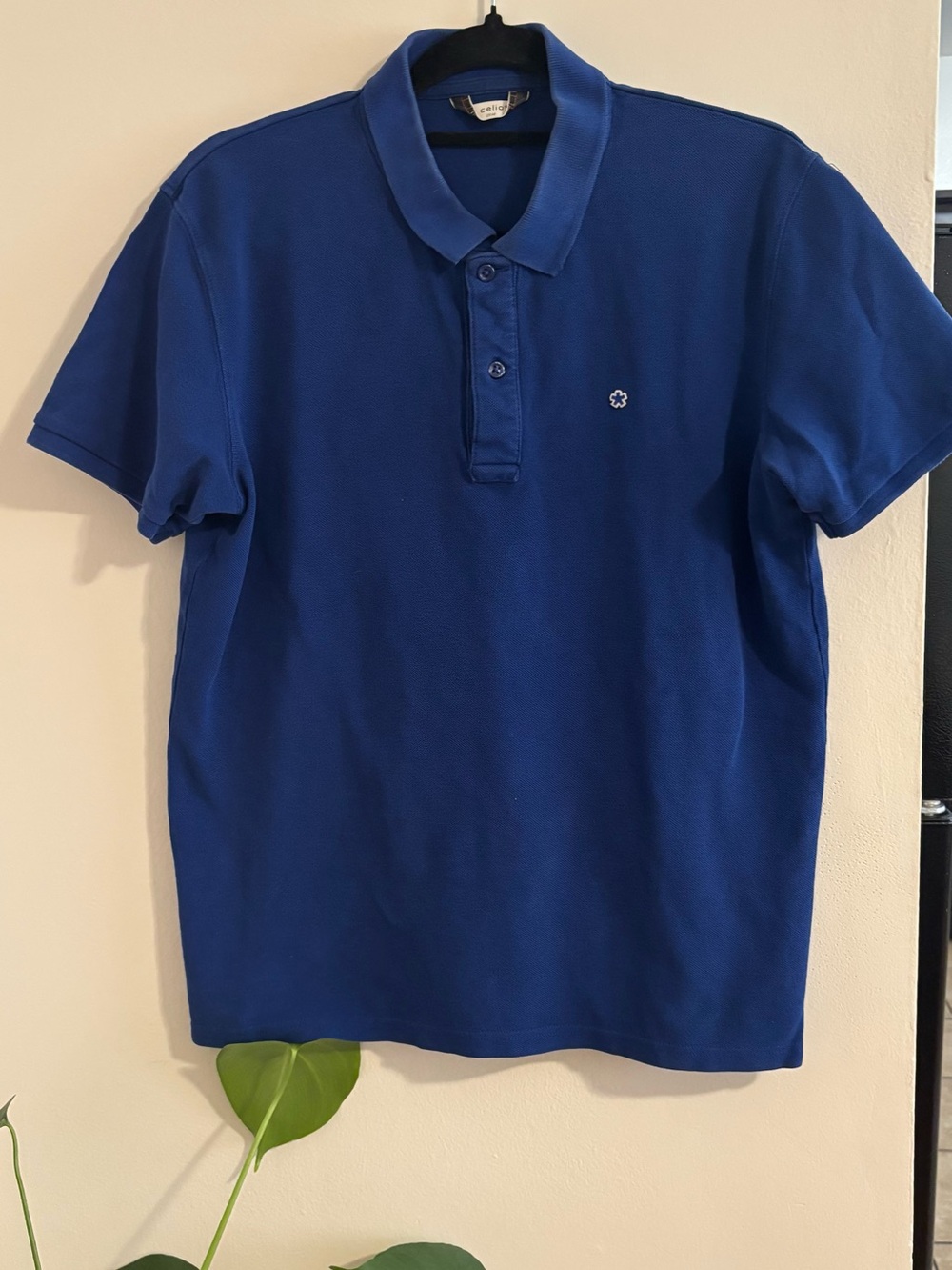Men’s Slim Fit Polo Shirt in Cobalt Blue - Picture 3 of 3